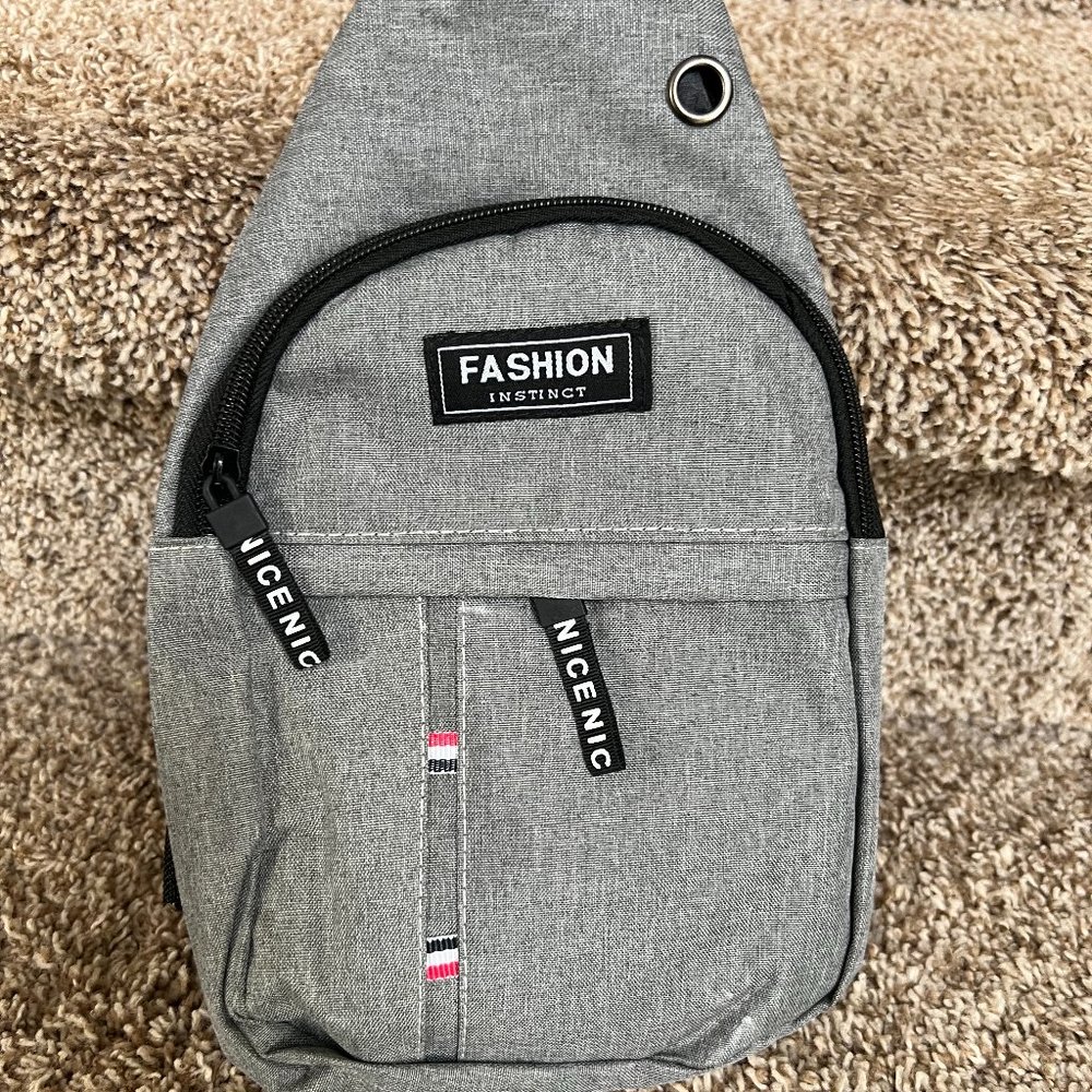 Fashion Instinct Grey Canvas Shoulder / Cross Body Sport Nylon Bag.